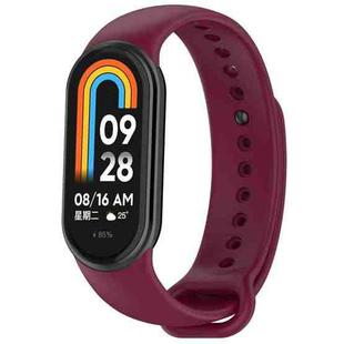 For Xiaomi Smart Band 9 / 9 NFC Metal Connector Solid Color Silicone Watch Band(Wine Red)