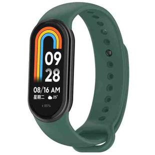 For Xiaomi Smart Band 9 / 9 NFC Metal Connector Solid Color Silicone Watch Band(Dark Green)