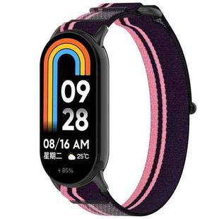 For Xiaomi Smart Band 9 Loop Nylon Hook and Loop Fastener Watch Band(Pink+Purple)