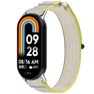 For Xiaomi Smart Band 9 Loop Nylon Hook and Loop Fastener Watch Band(Yellow+Gray)