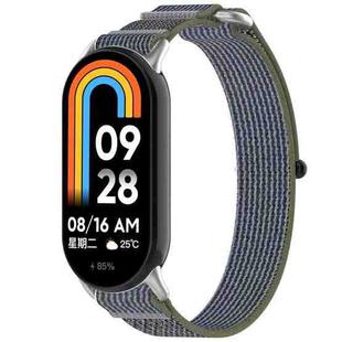 For Xiaomi Smart Band 9 Loop Nylon Hook and Loop Fastener Watch Band(Green+Grey)