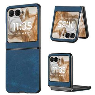 For Motorola Razr 50 Ultra Vintage Leather PC Back Cover Phone Case(Blue)