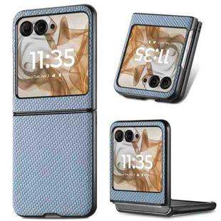 For Motorola Razr 50 Carbon Fiber Texture Leather Back Phone Case(Blue)