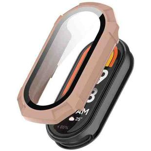 For Xiaomi Smart Band 9 NFC PC + Tempered Film Integrated Armour Surface Watch Protective Case(Sakura Pink)