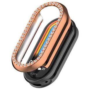 For Xiaomi Smart Band 9 Diamond Half Coverage Hollow PC Watch Protective Case(Rose Gold)