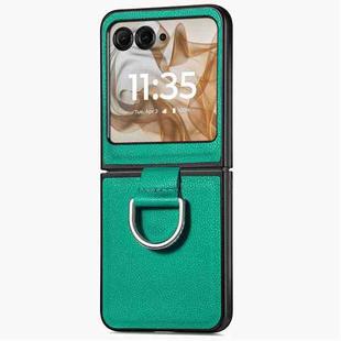 For Motorola Razr 50 Litchi Texture Leather Ring Fold Phone Case(Green)