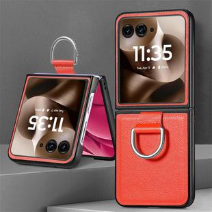 For Motorola Razr 60 Litchi Texture Leather Ring Fold Phone Case(Orange)