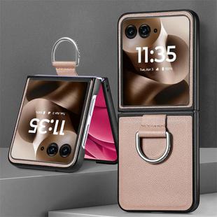 For Motorola Razr 60 Ultra Litchi Texture Leather Ring Fold Phone Case(Gray)
