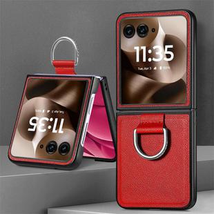For Motorola Razr 60 Ultra Litchi Texture Leather Ring Fold Phone Case(Red)