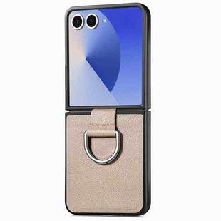 For Samsung Galaxy Z Flip7 5G Litchi Texture Leather Ring Phone Case(Gray)