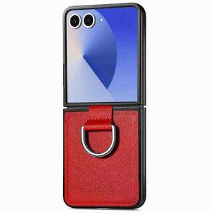 For Samsung Galaxy Z Flip7 5G Litchi Texture Leather Ring Phone Case(Red)