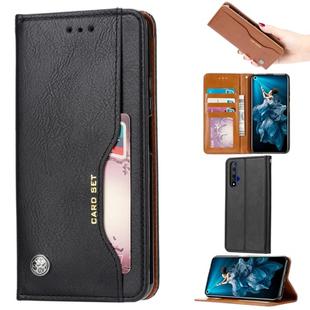 Knead Skin Texture Horizontal Flip Leather Case for Huawei Honor 20, with Photo Frame & Holder & Card Slots & Wallet(Black)