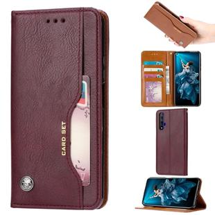 Knead Skin Texture Horizontal Flip Leather Case for Huawei Honor 20, with Photo Frame & Holder & Card Slots & Wallet(Wine Red)