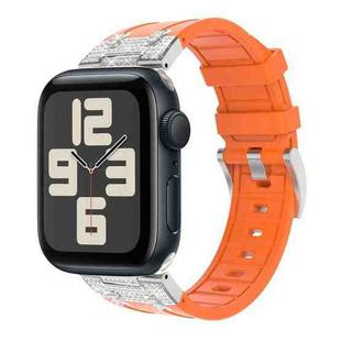 For Apple Watch SE 2023 44mm Diamond Starry Sky Silicone Watch Band(Orange)