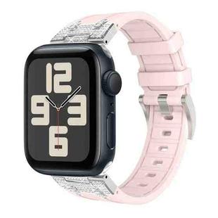 For Apple Watch SE 2023 44mm Diamond Starry Sky Silicone Watch Band(Pink)