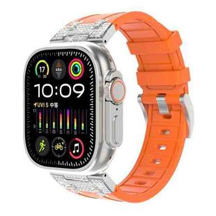 For Apple Watch Ultra 2 49mm Diamond Starry Sky Silicone Watch Band(Orange)