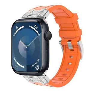 For Apple Watch Series 9 45mm Diamond Starry Sky Silicone Watch Band(Orange)