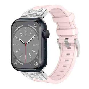 For Apple Watch Series 8 45mm Diamond Starry Sky Silicone Watch Band(Pink)