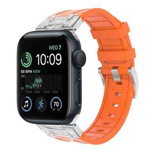 For Apple Watch SE 2022 44mm Diamond Starry Sky Silicone Watch Band(Orange)