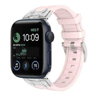 For Apple Watch SE 2022 44mm Diamond Starry Sky Silicone Watch Band(Pink)