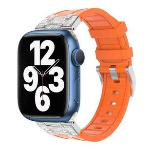 For Apple Watch Series 7 45mm Diamond Starry Sky Silicone Watch Band(Orange)