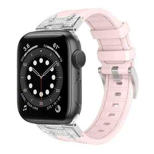 For Apple Watch Series 6 44mm Diamond Starry Sky Silicone Watch Band(Pink)