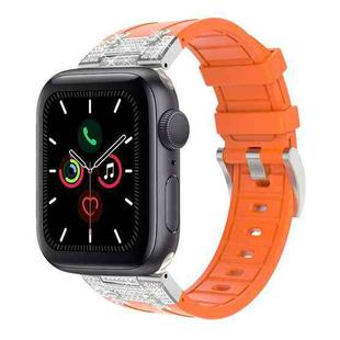 For Apple Watch Series 5 44mm Diamond Starry Sky Silicone Watch Band(Orange)