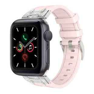 For Apple Watch Series 5 44mm Diamond Starry Sky Silicone Watch Band(Pink)