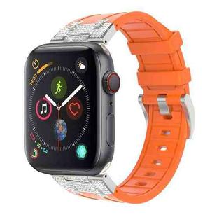 For Apple Watch Series 4 44mm Diamond Starry Sky Silicone Watch Band(Orange)