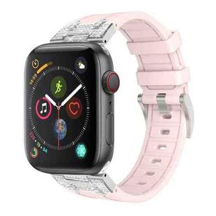 For Apple Watch Series 4 44mm Diamond Starry Sky Silicone Watch Band(Pink)