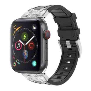 For Apple Watch Series 4 44mm Diamond Starry Sky Silicone Watch Band(Black)