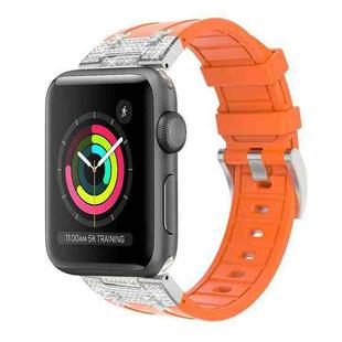 For Apple Watch Series 3 42mm Diamond Starry Sky Silicone Watch Band(Orange)