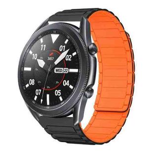 For Samsung Galaxy Watch 3 45mm 22mm I-shaped Magnetic Silicone Watch Band(Black+Orange)