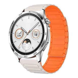 For Huawei Watch GT4 46mm 22mm I-shaped Magnetic Silicone Watch Band(Starlight+Orange)