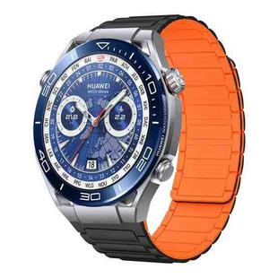 For Huawei Watch Ultimate 22mm I-shaped Magnetic Silicone Watch Band(Black+Orange)