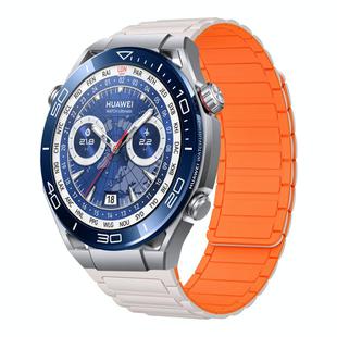 For Huawei Watch Ultimate 22mm I-shaped Magnetic Silicone Watch Band(Starlight+Orange)