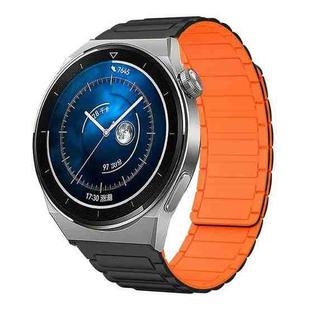 For Huawei Watch GT 3 Pro 46mm 22mm I-shaped Magnetic Silicone Watch Band(Black+Orange)