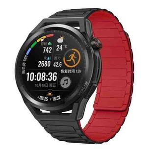 For Huawei Watch GT Runner 22mm I-shaped Magnetic Silicone Watch Band(Black+Red)