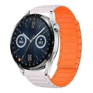 For Huawei Watch GT 3 46mm 22mm I-shaped Magnetic Silicone Watch Band(Starlight+Orange)