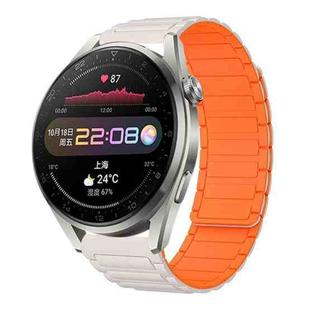 For Huawei Watch 3 Pro 22mm I-shaped Magnetic Silicone Watch Band(Starlight+Orange)