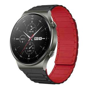 For Huawei Watch GT2 Pro 22mm I-shaped Magnetic Silicone Watch Band(Black+Red)