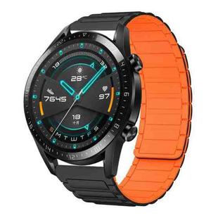 For Huawei Watch GT2 46mm 22mm I-shaped Magnetic Silicone Watch Band(Black+Orange)