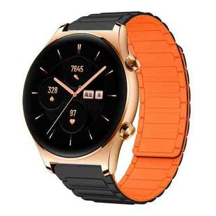For Honor Watch GS 3 22mm I-shaped Magnetic Silicone Watch Band(Black+Orange)