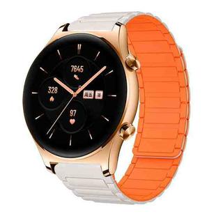 For Honor Watch GS 3 22mm I-shaped Magnetic Silicone Watch Band(Starlight+Orange)