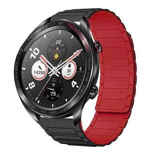 For Honor Watch Dream 22mm I-shaped Magnetic Silicone Watch Band(Black+Red)