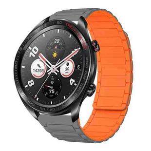 For Honor Watch Dream 22mm I-shaped Magnetic Silicone Watch Band(Gray+Orange)