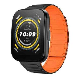 For Amazfit Watch Bip 5 22mm I-shaped Magnetic Silicone Watch Band(Black+Orange)