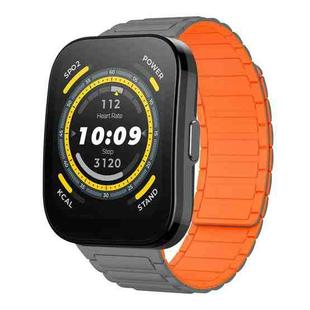 For Amazfit Watch Bip 5 22mm I-shaped Magnetic Silicone Watch Band(Gray+Orange)