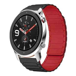 For Amazfit Watch GTR 4 22mm I-shaped Magnetic Silicone Watch Band(Black+Red)