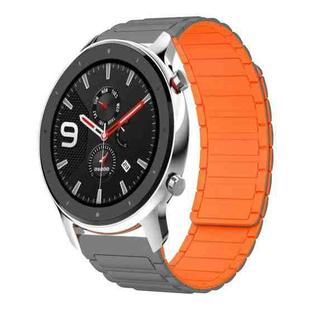 For Amazfit Watch GTR 4 22mm I-shaped Magnetic Silicone Watch Band(Gray+Orange)